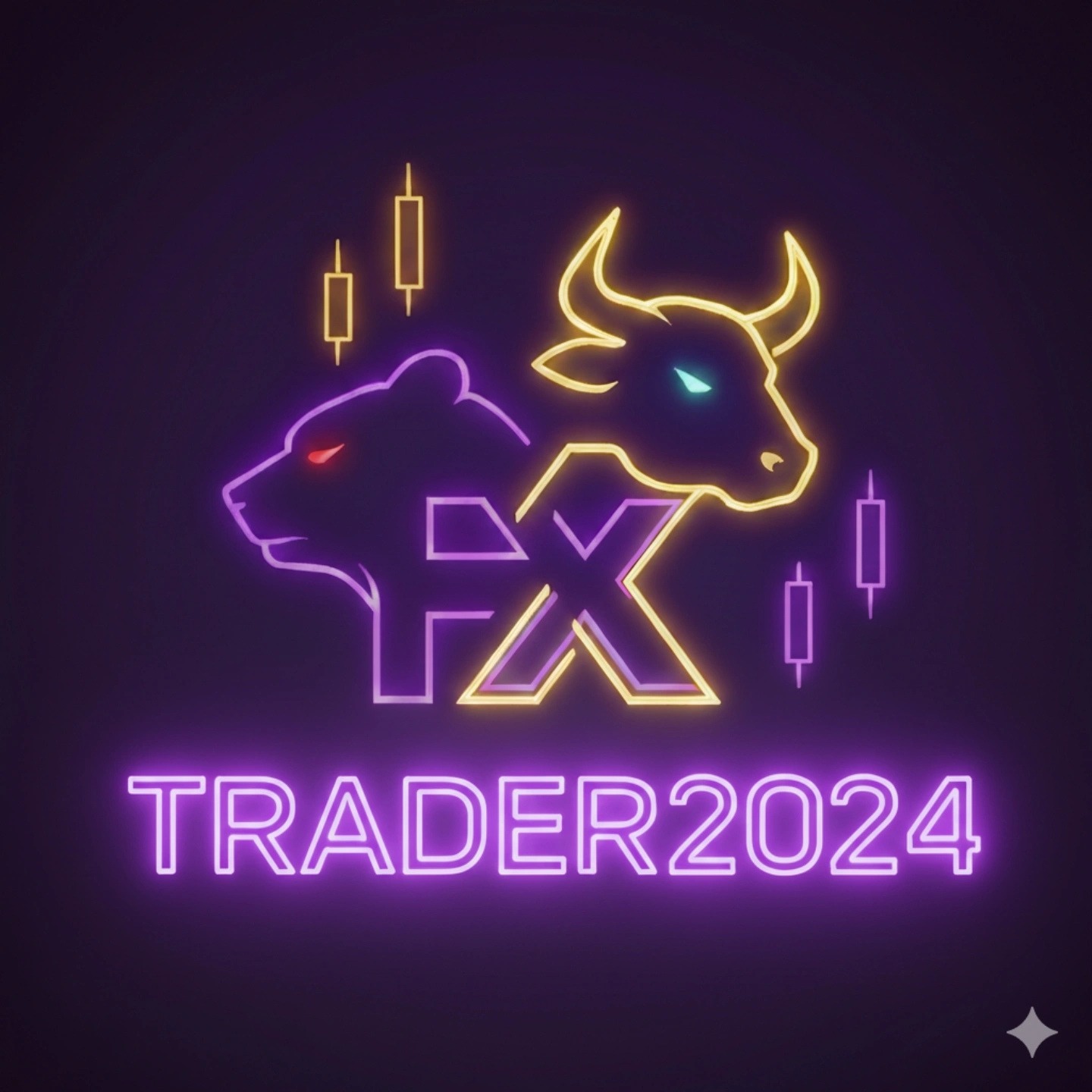 FXTrader2024 neon bull and bear emblem